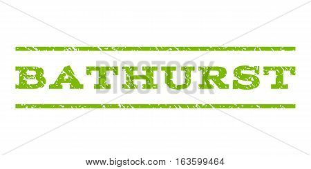 Bathurst watermark stamp. Text caption between horizontal parallel lines with grunge design style. Rubber seal stamp with dust texture. Vector eco green color ink imprint on a white background.