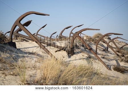 Europe Portugal Algarve Tavira Barril Beach Anchor