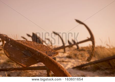 Europe Portugal Algarve Tavira Barril Beach Anchor