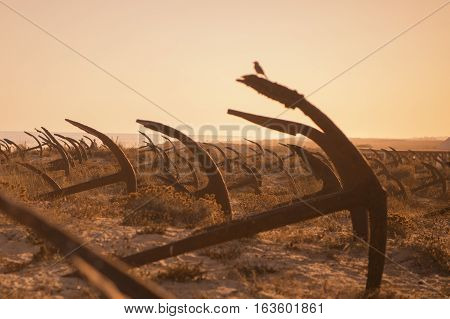 Europe Portugal Algarve Tavira Barril Beach Anchor