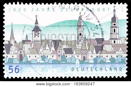 GERMANY - CIRCA 2002 : Cancelled postage stamp printed by Germany, that shows Deggendorf.