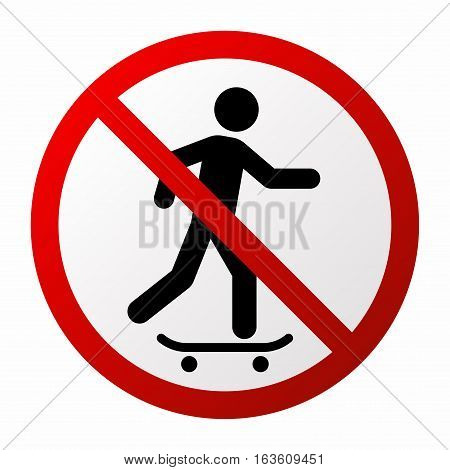 No skateboarding sign. Vector isolated on white background.