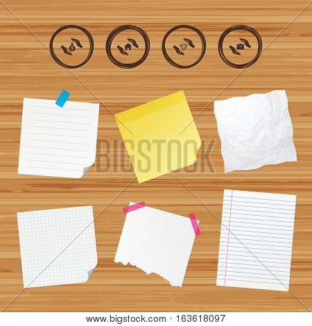 Business paper banners with notes. Hands insurance icons. Money bag savings insurance symbols. Jewelry diamond symbol. House property insurance sign. Sticky colorful tape. Vector