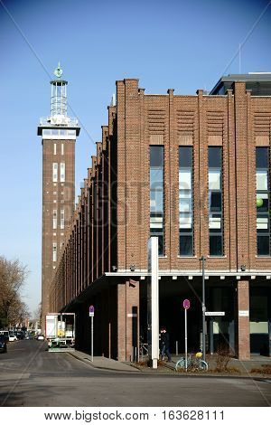COLOGNE, GERMANY - NOVEMBER 24: Building of the former trade fair Cologne with the seat of the television station VOX on the Charles-de-Gaulle Sqaure on November 24, 2016 in Cologne.
