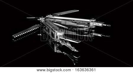 SWINDON UK - DECEMBER 30 2016: Leatherman Wave multitool on a black background