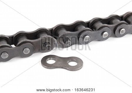 industrial driving roller chain isolated on white background