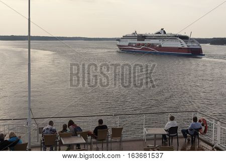 Part Of The Big Ferry, Saving Boat On The Ferry Boat