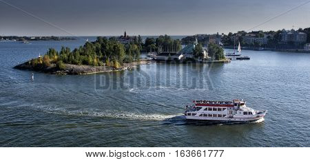 Part Of The Big Ferry, Saving Boat On The Ferry Boat