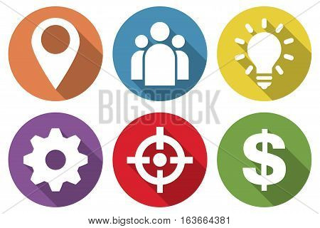 Set of icons for business in a flat design with long shadow