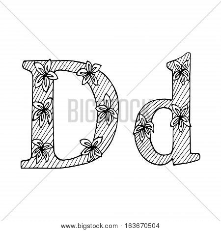 Doodle Flourish graphic with ornate pattern. Design Isolated on white.