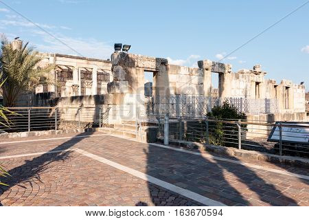 Remains Of The White Synagogue In Capernaum