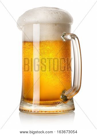 Mug of light beer isolated on a white background