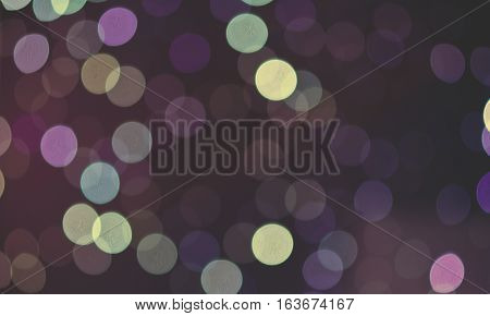 Christmas background. Festive abstract holidaysbackground with bokeh defocused lights and stars. Purple, lilac, violet color, toned