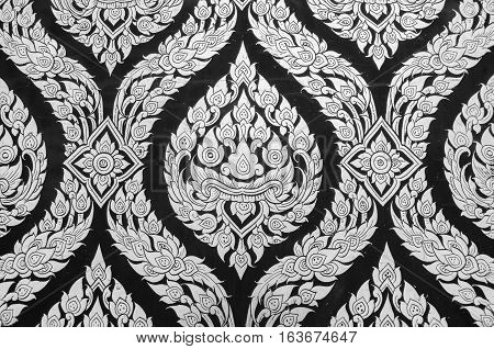 Thai tradional art flower Black and White