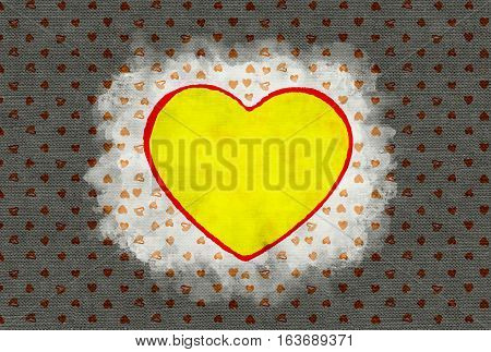 Romantic yellow heart background. Many flying hearts on yellow background. For wedding card, valentine's day greetings, lovely frame