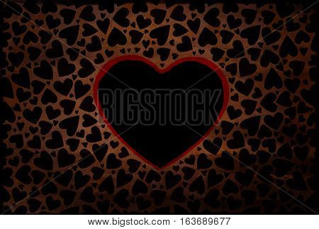 Romantic black heart background. Many flying hearts on black background. For wedding card, valentine's day greetings, lovely frame