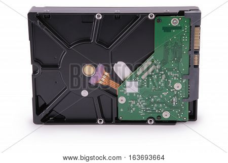 Computer hard disk isolated on white background. Clipping path inside.