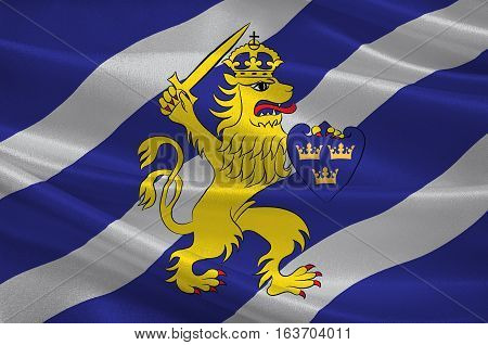 Flag of Gothenburg is the second-largest city in Sweden. 3d illustration