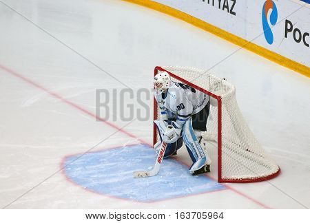 Podolsk - October 30, 2016: B. Scrivens (30) On Gate On Hockey Game Vityaz Vs Dynamo Minsk On Russia