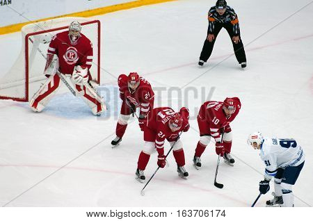 D. Tsyganov (10), N. Vyglazov(21), E. Katichev (26) On Faceoff
