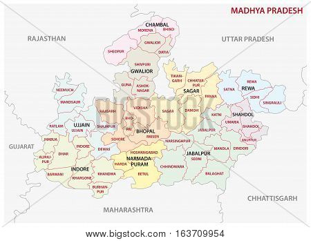 Madhya Pradesh administrative and political vector map