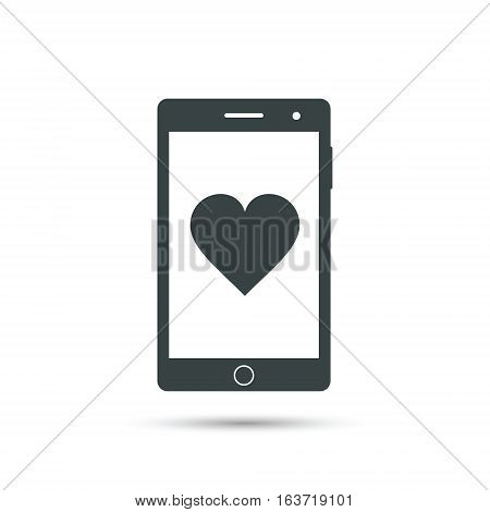 Smartphone with heart icon vector isolated illustration.