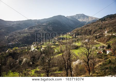 Image of sliding village Ropoto after a landslide in Greece