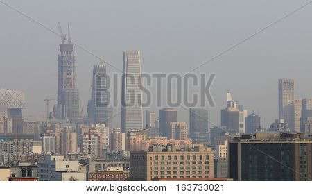 Beijing business district cityscape in Beijing China
