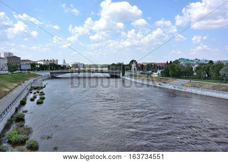 Omsk Russia - June 13: Om River in summer the city of Omsk Siberia Russia