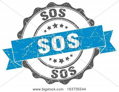 sos. stamp. sign. seal. round. retro. ribbon