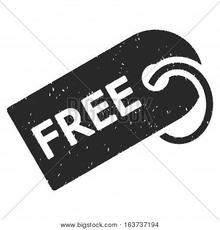 Free Tag grainy textured icon for overlay watermark stamps. Flat symbol with scratched texture. Dotted vector gray ink rubber seal stamp with grunge design on a white background.