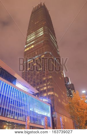 BEIJING CHINA - OCTOBER 26, 2016: Modern architecture of China World Trade Centre Beijing