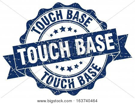 touch base. stamp. sign. seal. round. retro. ribbon