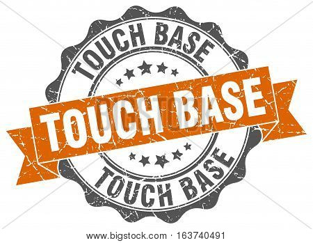 touch base. stamp. sign. seal. round. retro. ribbon