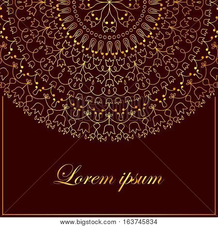 Background with golden round ornate vector illustration