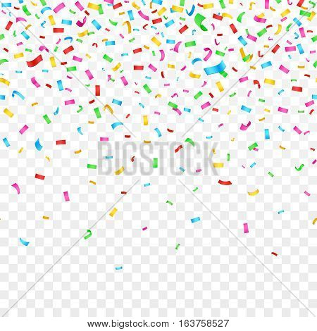 Falling confetti isolated on checkered background. celebration party holiday decoration. Confetti decoration to birthday and xmas, effect of glitter confetti illustration