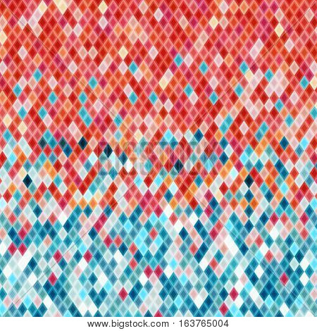 Geometric abstract background with red and blue rhombics.