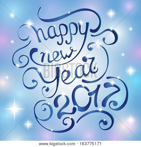 Happy new Year 2017. Lettering for Greeting Card design. Vector illustration.