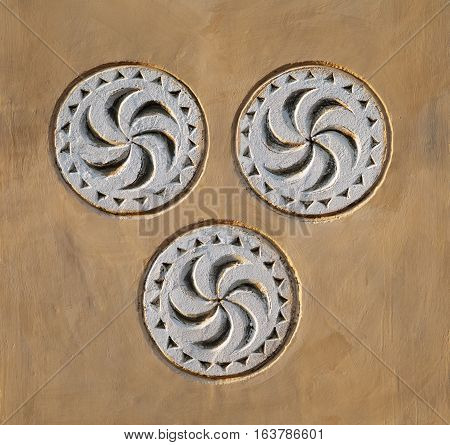 Architecture uzbek details three circles on a wall, temurid symbol