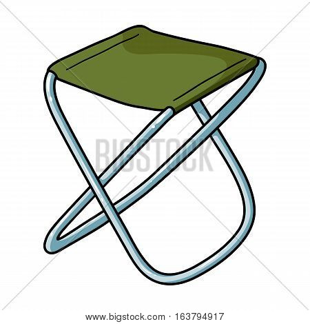Folding stool icon in cartoon design isolated on white background. Fishing symbol stock vector illustration.