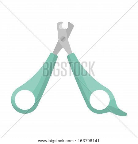 Pet nail clippers icon in cartoon design isolated on white background. Veterinary clinic symbol stock vector illustration.