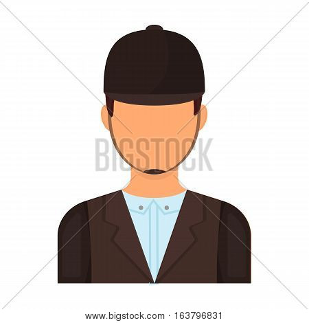Jockey icon in cartoon design isolated on white background. Hippodrome and horse symbol stock vector illustration.