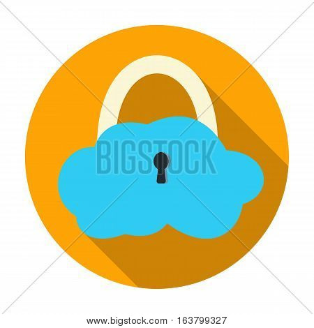 Data cloud security icon in flat design isolated on white background. Hackers and hacking symbol stock vector illustration.