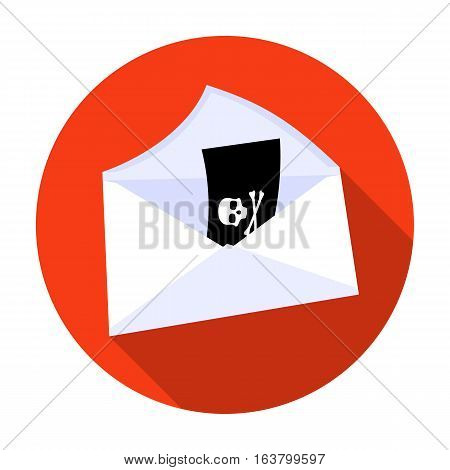 E-mail with virus icon in flat design isolated on white background. Hackers and hacking symbol stock vector illustration.