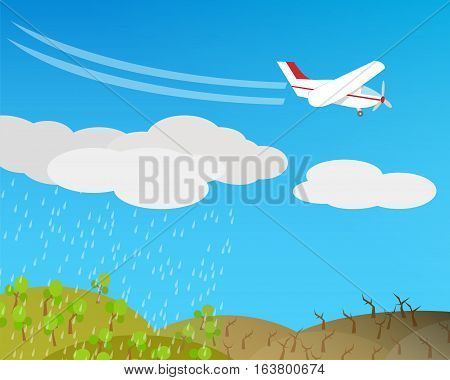 Artificial rain Rainmaking Cloud seeding vector design