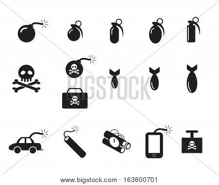 TNT and Poison bomb icons in silhouette style vector