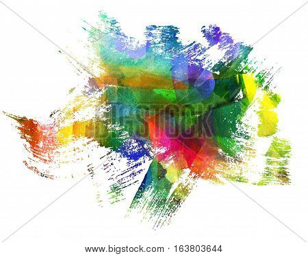 Abstract Guasch Painting. Blot. Blurred Stain. Blob. Freehand Drawing