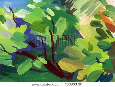 Abstract Guasch Painting. Blurred Spot. Freehand Drawing