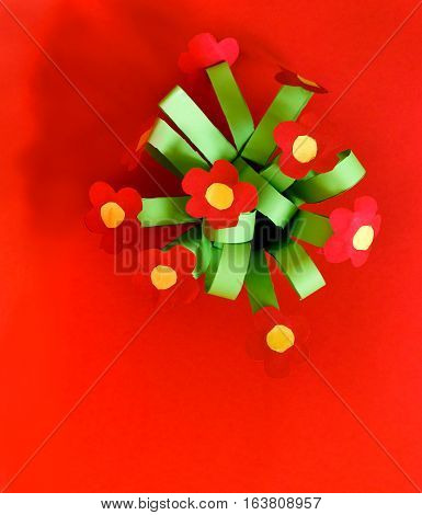 Paper kreativity flowers. Children's gift for mother's day. bouquet for mom