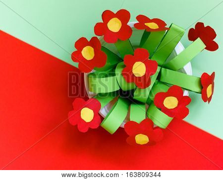 Paper kreativity flowers. Children's gift for mother's day. bouquet for mom